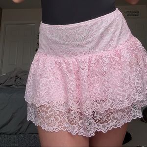 Y2K Baby Pink Lace Mini Skirt